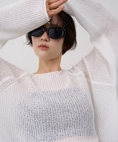 NUJOH(ヌゾ)の「Sheer Loose Knit Pullover / シアールーズニットプルオーバー(ニット/セーター・レディース・ベージュ/ホワイト/ライトブルー/ブラウン/ブラック/オリーブ・FREE)」の9枚目の写真