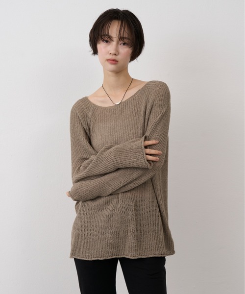 NUJOH(ヌゾ)の「Sheer Loose Knit Pullover / シアールーズニットプルオーバー(ニット/セーター・レディース・ベージュ/ホワイト/ライトブルー/ブラウン/ブラック/オリーブ・FREE)」の16枚目の写真