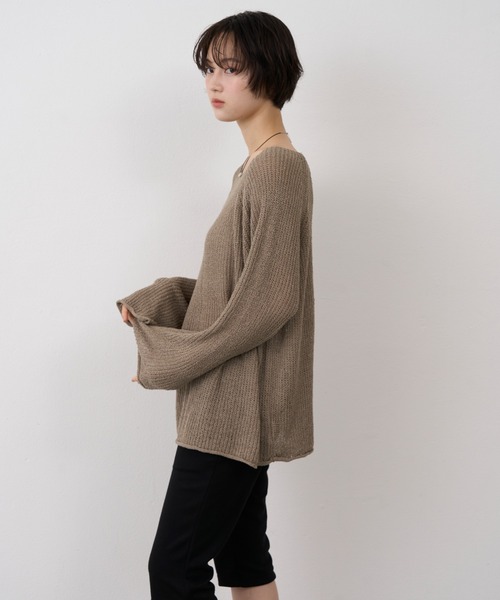 NUJOH(ヌゾ)の「Sheer Loose Knit Pullover / シアールーズニットプルオーバー(ニット/セーター・レディース・ベージュ/ホワイト/ライトブルー/ブラウン/ブラック/オリーブ・FREE)」の17枚目の写真