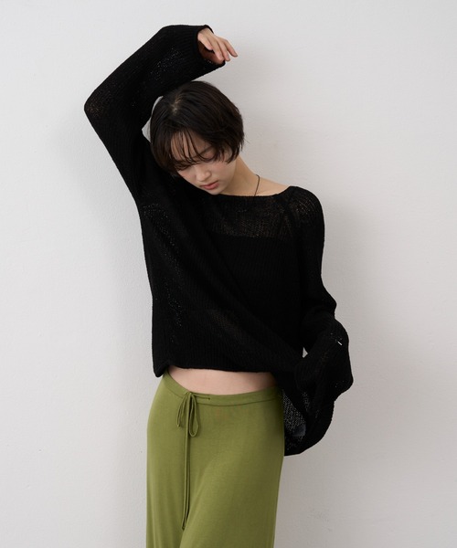 NUJOH(ヌゾ)の「Sheer Loose Knit Pullover / シアールーズニットプルオーバー(ニット/セーター・レディース・ベージュ/ホワイト/ライトブルー/ブラウン/ブラック/オリーブ・FREE)」の7枚目の写真