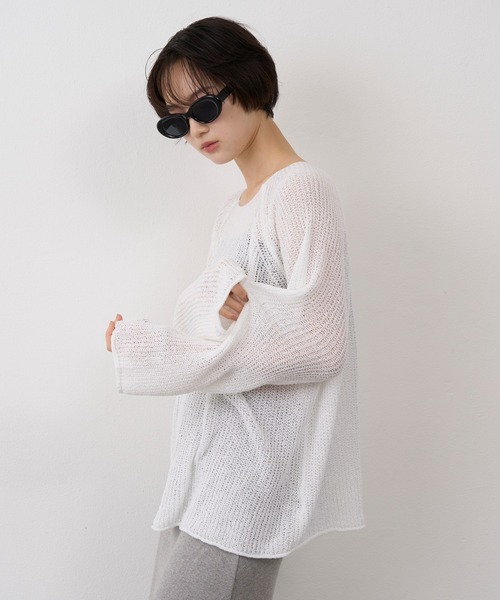 NUJOH(ヌゾ)の「Sheer Loose Knit Pullover / シアールーズニットプルオーバー(ニット/セーター・レディース・ベージュ/ホワイト/ライトブルー/ブラウン/ブラック/オリーブ・FREE)」の10枚目の写真