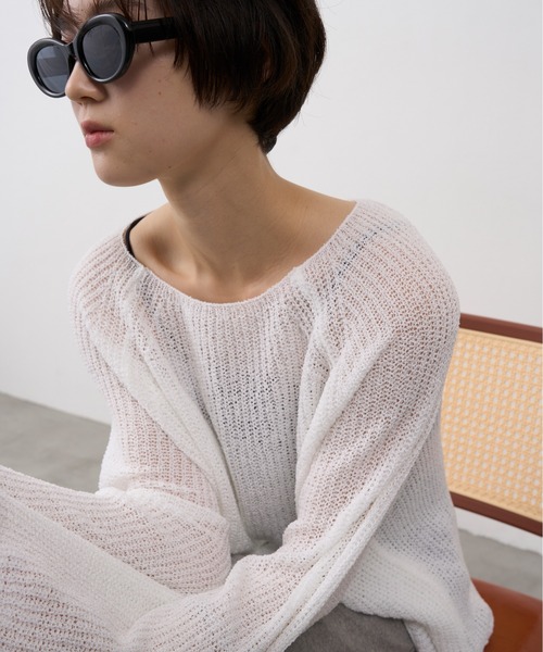 NUJOH(ヌゾ)の「Sheer Loose Knit Pullover / シアールーズニットプルオーバー(ニット/セーター・レディース・ベージュ/ホワイト/ライトブルー/ブラウン/ブラック/オリーブ・FREE)」の14枚目の写真