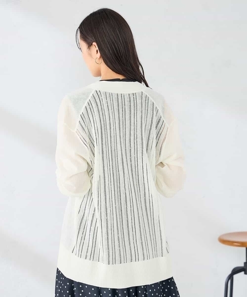 a.v.v(アーヴェヴェ)の「【さらさらタッチ】透かし柄トッパーカーディガン(カーディガン/ボレロ・レディース・ホワイト/ブラック・38/40)」の17枚目の写真