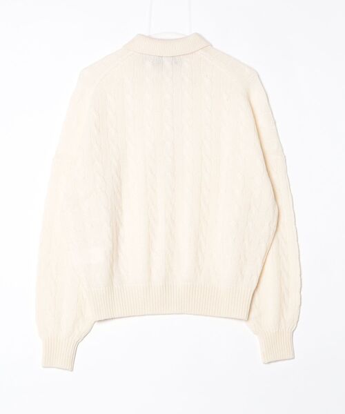 POLO RALPH LAUREN（ポロ ラルフ ローレン）の「ケーブル ウールカシミヤ ポロカラー セーター（ニット/セーター・レディース・ホワイト・S/M/XS）」の4枚目の写真