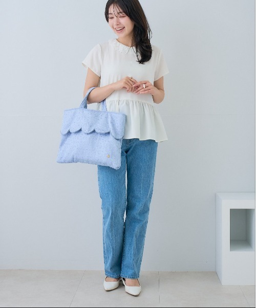 Neige（ネージュ）の「スカラップツイードトート（トートバッグ・レディース・ネイビー/ブルー/ピンク・ONE SIZE）」の4枚目の写真