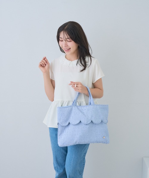 Neige（ネージュ）の「スカラップツイードトート（トートバッグ・レディース・ネイビー/ブルー/ピンク・ONE SIZE）」の5枚目の写真