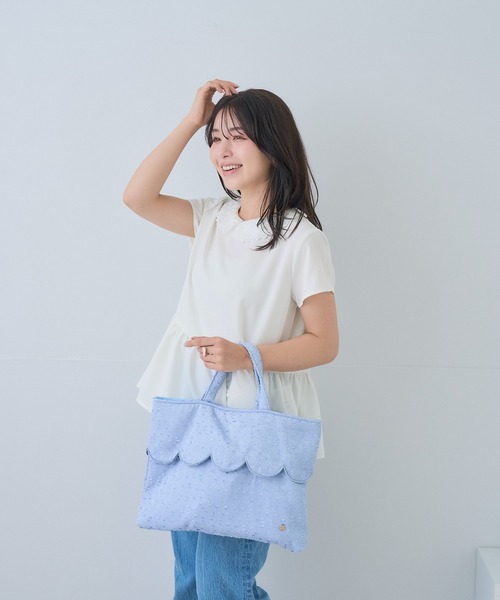 Neige（ネージュ）の「スカラップツイードトート（トートバッグ・レディース・ネイビー/ブルー/ピンク・ONE SIZE）」の6枚目の写真