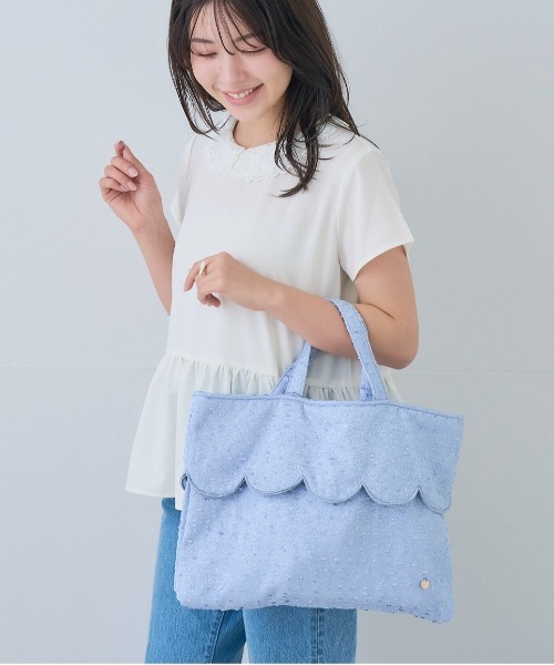 Neige（ネージュ）の「スカラップツイードトート（トートバッグ・レディース・ネイビー/ブルー/ピンク・ONE SIZE）」の7枚目の写真