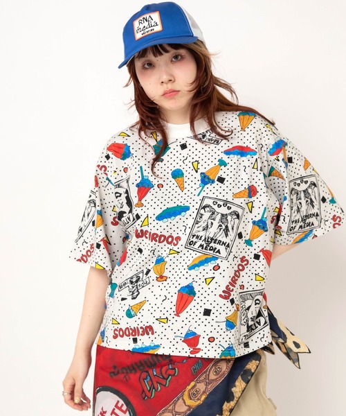 RNA（アールエヌエー）の「M2741 JUNKサンデープリントルーズT（Tシャツ/カットソー・レディース・キナリ/ブラック・MEDIUM）」の2枚目の写真