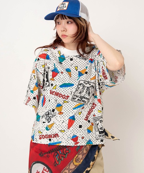 RNA（アールエヌエー）の「M2741 JUNKサンデープリントルーズT（Tシャツ/カットソー・レディース・キナリ/ブラック・MEDIUM）」の3枚目の写真