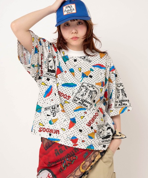RNA（アールエヌエー）の「M2741 JUNKサンデープリントルーズT（Tシャツ/カットソー・レディース・キナリ/ブラック・MEDIUM）」の4枚目の写真