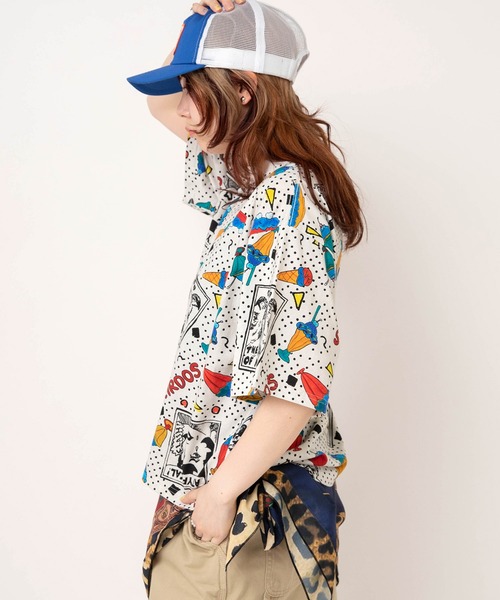 RNA（アールエヌエー）の「M2741 JUNKサンデープリントルーズT（Tシャツ/カットソー・レディース・キナリ/ブラック・MEDIUM）」の5枚目の写真