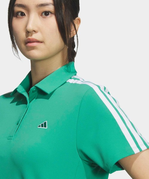 adidas(アディダス)の「スリーストライプス クライマクール ピケ 半袖 ポロシャツ【adidas Golf/アディダスゴルフ】(ポロシャツ・レディース・グリーン・SMALL/MEDIUM/LARGE/X-LARGE/X-SMALL)」の3枚目の写真