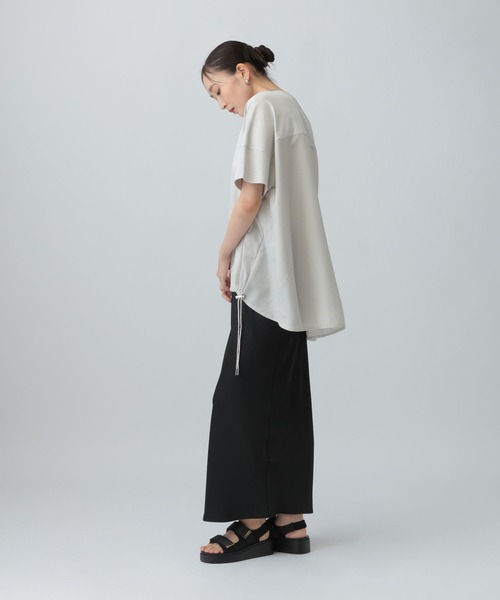 LEPSIM（レプシィム）の「異素材ドロストチュニックSS　1054480（Tシャツ/カットソー・レディース・ブラック/グレー・FREE）」の3枚目の写真