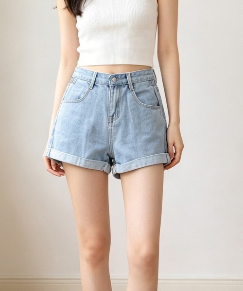 Miniministore(ミニミニストア)の「ショートパンツ 短パンデニム 韓国風(デニムパンツ・レディース・ブラック/サックスブルー・M/XL/L)」の1枚目の写真