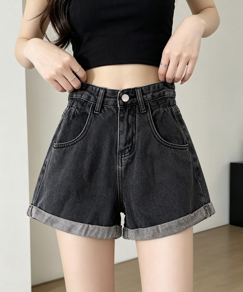 Miniministore(ミニミニストア)の「ショートパンツ 短パンデニム 韓国風(デニムパンツ・レディース・ブラック/サックスブルー・M/XL/L)」の2枚目の写真