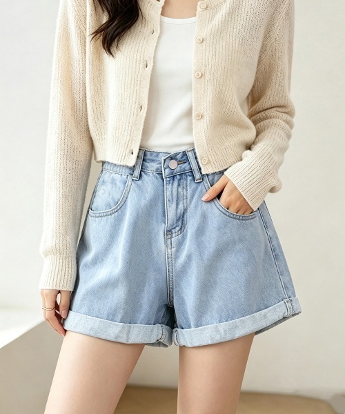 Miniministore(ミニミニストア)の「ショートパンツ 短パンデニム 韓国風(デニムパンツ・レディース・ブラック/サックスブルー・M/XL/L)」の13枚目の写真