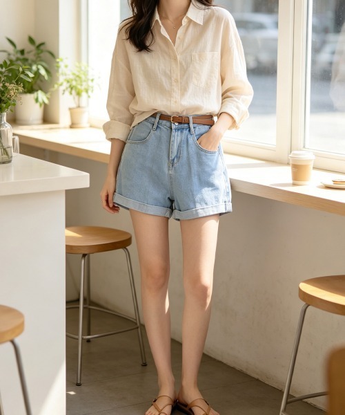 Miniministore(ミニミニストア)の「ショートパンツ 短パンデニム 韓国風(デニムパンツ・レディース・ブラック/サックスブルー・M/XL/L)」の15枚目の写真