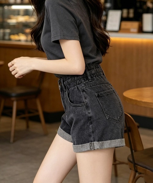 Miniministore(ミニミニストア)の「ショートパンツ 短パンデニム 韓国風(デニムパンツ・レディース・ブラック/サックスブルー・M/XL/L)」の10枚目の写真