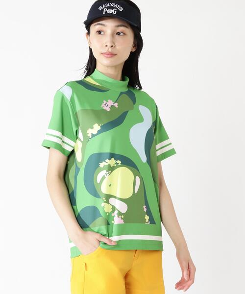 PEARLY GATES（パーリーゲイツ）の「【PEARLY GATES】ゴルフ場柄Ny4WAYトリコット半袖ハイネックカットソー［Relaxシルエット]（Tシャツ/カットソー・レディース・ブルー系その他/グリーン系その他2・MEDIUM/SMALL）」の8枚目の写真