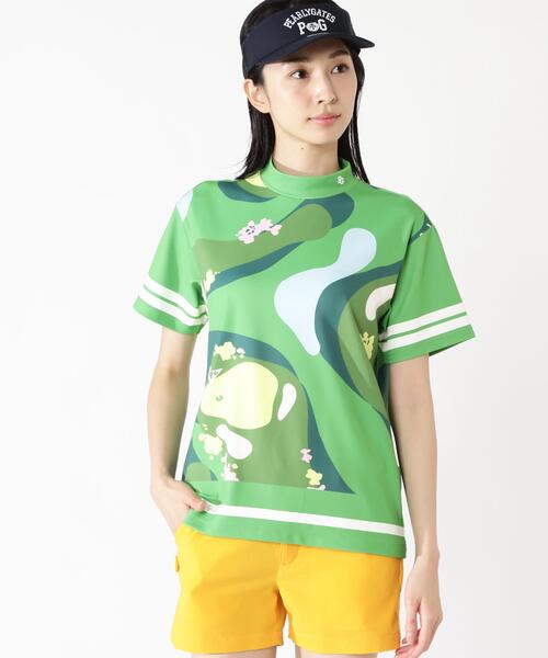 PEARLY GATES（パーリーゲイツ）の「【PEARLY GATES】ゴルフ場柄Ny4WAYトリコット半袖ハイネックカットソー［Relaxシルエット]（Tシャツ/カットソー・レディース・ブルー系その他/グリーン系その他2・MEDIUM/SMALL）」の9枚目の写真