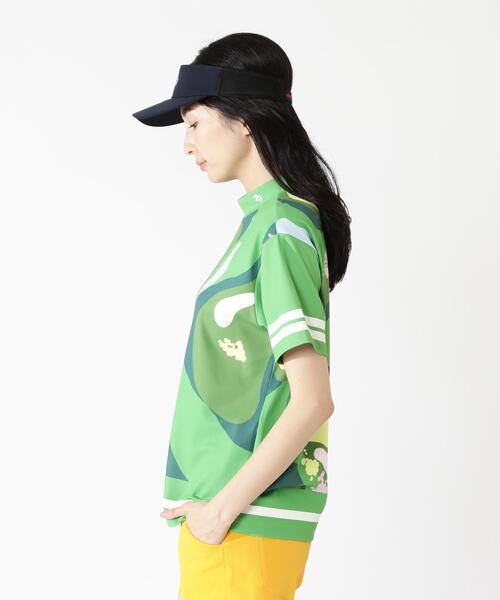 PEARLY GATES（パーリーゲイツ）の「【PEARLY GATES】ゴルフ場柄Ny4WAYトリコット半袖ハイネックカットソー［Relaxシルエット]（Tシャツ/カットソー・レディース・ブルー系その他/グリーン系その他2・MEDIUM/SMALL）」の13枚目の写真