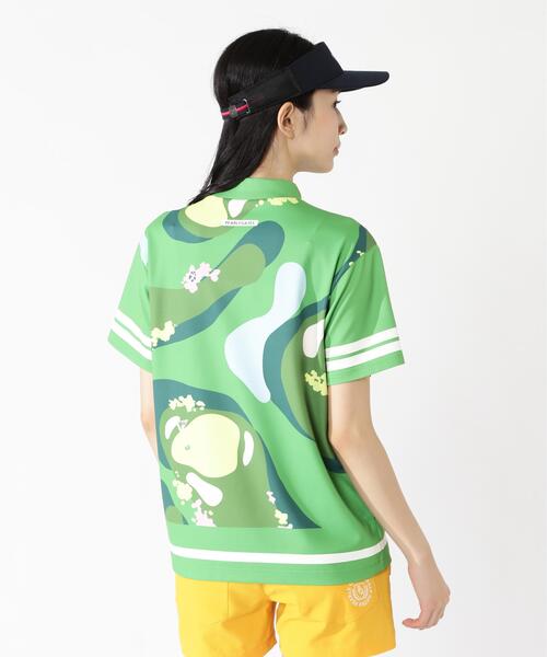 PEARLY GATES（パーリーゲイツ）の「【PEARLY GATES】ゴルフ場柄Ny4WAYトリコット半袖ハイネックカットソー［Relaxシルエット]（Tシャツ/カットソー・レディース・ブルー系その他/グリーン系その他2・MEDIUM/SMALL）」の14枚目の写真