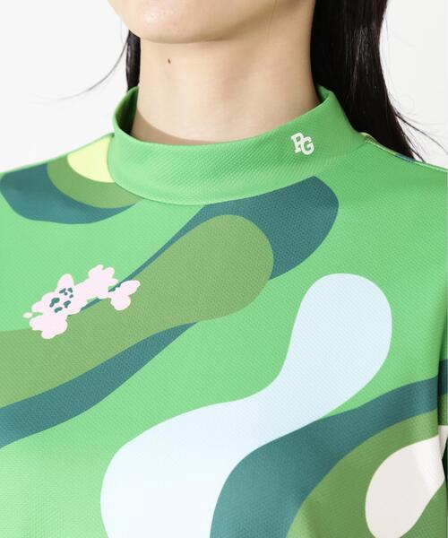 PEARLY GATES（パーリーゲイツ）の「【PEARLY GATES】ゴルフ場柄Ny4WAYトリコット半袖ハイネックカットソー［Relaxシルエット]（Tシャツ/カットソー・レディース・ブルー系その他/グリーン系その他2・MEDIUM/SMALL）」の15枚目の写真