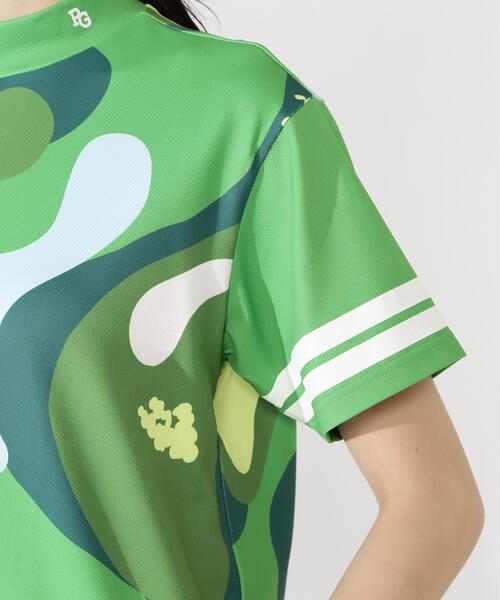 PEARLY GATES（パーリーゲイツ）の「【PEARLY GATES】ゴルフ場柄Ny4WAYトリコット半袖ハイネックカットソー［Relaxシルエット]（Tシャツ/カットソー・レディース・ブルー系その他/グリーン系その他2・MEDIUM/SMALL）」の16枚目の写真