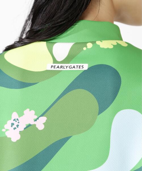 PEARLY GATES（パーリーゲイツ）の「【PEARLY GATES】ゴルフ場柄Ny4WAYトリコット半袖ハイネックカットソー［Relaxシルエット]（Tシャツ/カットソー・レディース・ブルー系その他/グリーン系その他2・MEDIUM/SMALL）」の18枚目の写真