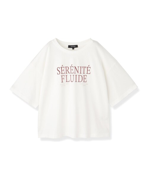 UNTITLED(アンタイトル)の「【丈感すっきり】ベロアプリントロゴT(Tシャツ/カットソー・レディース・チャコール/ホワイト系1/ベージュ系・00/02/04/44/48)」の4枚目の写真