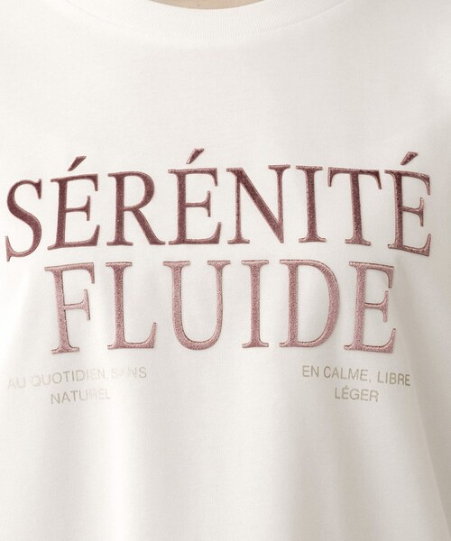 UNTITLED(アンタイトル)の「【丈感すっきり】ベロアプリントロゴT(Tシャツ/カットソー・レディース・チャコール/ホワイト系1/ベージュ系・00/02/04/44/48)」の8枚目の写真