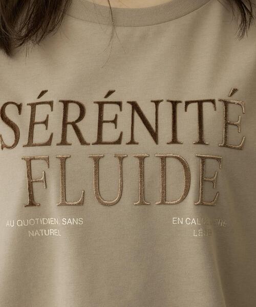 UNTITLED(アンタイトル)の「【丈感すっきり】ベロアプリントロゴT(Tシャツ/カットソー・レディース・チャコール/ホワイト系1/ベージュ系・00/02/04/44/48)」の16枚目の写真