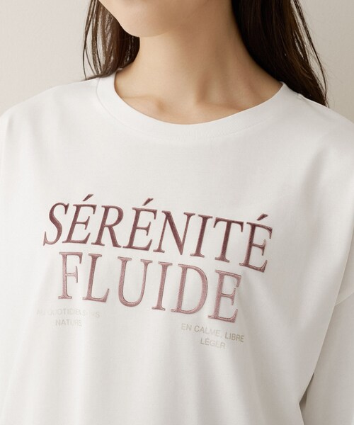UNTITLED(アンタイトル)の「【丈感すっきり】ベロアプリントロゴT(Tシャツ/カットソー・レディース・チャコール/ホワイト系1/ベージュ系・00/02/04/44/48)」の20枚目の写真
