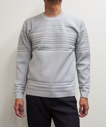 切替タックボーダークルーネックニット