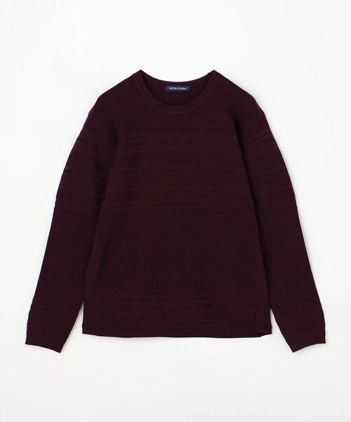 NICOLE selection（ニコルセレクション）の「切替タックボーダークルーネックニット（ニット/セーター・メンズ・ブラック/ネイビー/ボルドー/ライトグレー/ホワイト・M/L/XL）」の20枚目の写真