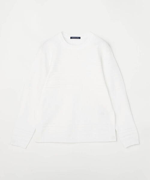NICOLE selection（ニコルセレクション）の「切替タックボーダークルーネックニット（ニット/セーター・メンズ・ブラック/ネイビー/ボルドー/ライトグレー/ホワイト・M/L/XL）」の21枚目の写真