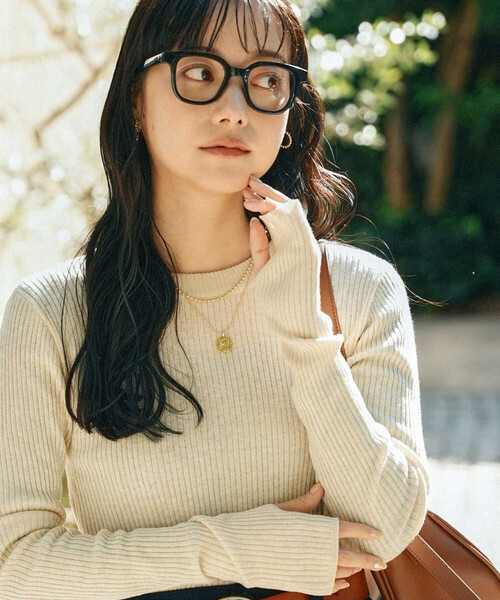 FREAK'S STORE（フリークスストア）の「ウォッシャブル ラメ クルーネックニット/洗えるニット/リブニット（ニット/セーター・レディース・ワイン/オフホワイト/ネイビー/ブラック・ﾌﾘ-）」の2枚目の写真