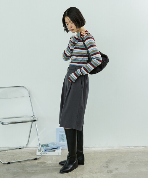 FREAK'S STORE（フリークスストア）の「ウォッシャブル ラメ クルーネックニット/洗えるニット/リブニット（ニット/セーター・レディース・ワイン/オフホワイト/ネイビー/ブラック・ﾌﾘ-）」の13枚目の写真