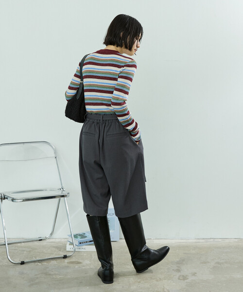 FREAK'S STORE（フリークスストア）の「ウォッシャブル ラメ クルーネックニット/洗えるニット/リブニット（ニット/セーター・レディース・ワイン/オフホワイト/ネイビー/ブラック・ﾌﾘ-）」の14枚目の写真