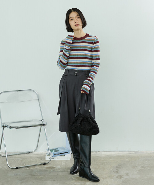 FREAK'S STORE（フリークスストア）の「ウォッシャブル ラメ クルーネックニット/洗えるニット/リブニット（ニット/セーター・レディース・ワイン/オフホワイト/ネイビー/ブラック・ﾌﾘ-）」の16枚目の写真