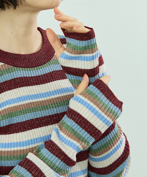 FREAK'S STORE（フリークスストア）の「ウォッシャブル ラメ クルーネックニット/洗えるニット/リブニット（ニット/セーター・レディース・ワイン/オフホワイト/ネイビー/ブラック・ﾌﾘ-）」の20枚目の写真