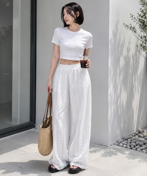 by LEGNA（バイレグナ）の「レースリラックスロングパンツ（その他パンツ・レディース・ブラック/ホワイト/ブルー・X-LARGE/MEDIUM/LARGE）」の7枚目の写真