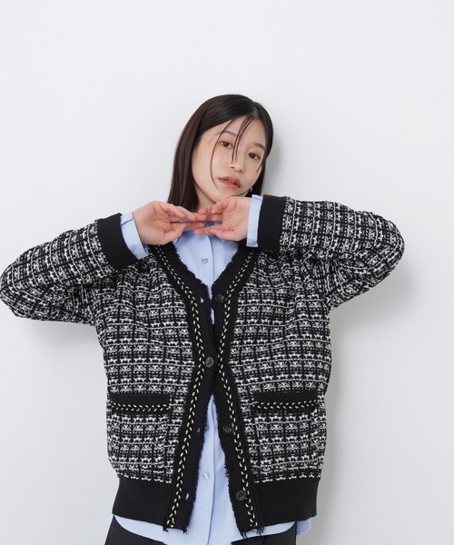 N.(N. Natural Beauty Basic)(エヌエヌナチュラルビューティーベーシック)の「チェーンブレードカーディガン(カーディガン/ボレロ・レディース・ブラック系その他2/ネイビー系・FREE)」の4枚目の写真