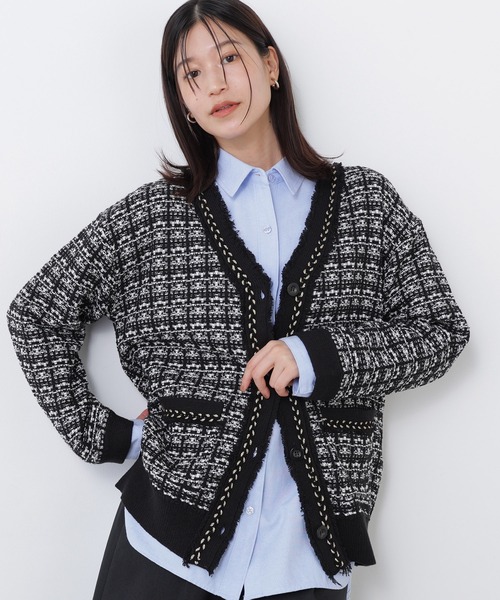 N.(N. Natural Beauty Basic)(エヌエヌナチュラルビューティーベーシック)の「チェーンブレードカーディガン(カーディガン/ボレロ・レディース・ブラック系その他2/ネイビー系・FREE)」の6枚目の写真