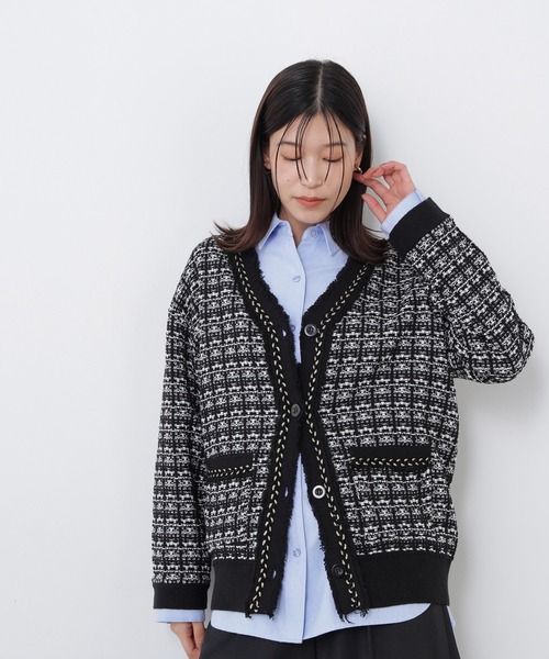 N.(N. Natural Beauty Basic)(エヌエヌナチュラルビューティーベーシック)の「チェーンブレードカーディガン(カーディガン/ボレロ・レディース・ブラック系その他2/ネイビー系・FREE)」の8枚目の写真