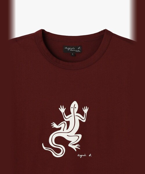 agnes b.（アニエスベー）の「メンズ アイコニック コットン 半袖 Tシャツ "Lezard"（Tシャツ/カットソー・メンズ・ボルドー・1/2/3）」の3枚目の写真