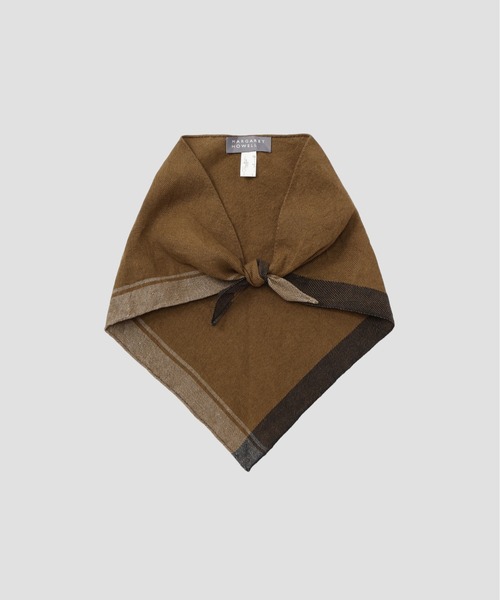 MARGARET HOWELL(マーガレットハウエル)の「LINEN GRAPHIC CHECK SCARF(ストール/ショール・レディース・ブラウン・FREE)」の1枚目の写真