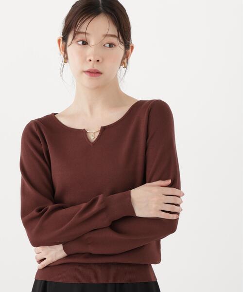 PROPORTION BODY DRESSING(プロポーションボディドレッシング)の「キラ付きハートネック総針トップス / 1216270906(ニット/セーター・レディース・ブラック/ホワイト系その他/グリーン/ブラウン・FREE)」の3枚目の写真