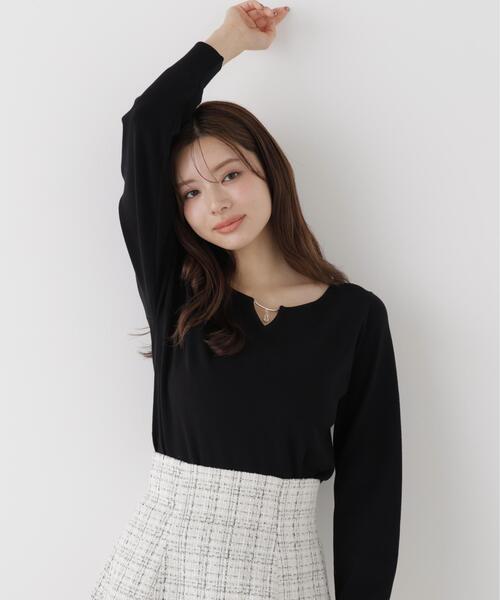 PROPORTION BODY DRESSING(プロポーションボディドレッシング)の「キラ付きハートネック総針トップス / 1216270906(ニット/セーター・レディース・ブラック/ホワイト系その他/グリーン/ブラウン・FREE)」の6枚目の写真